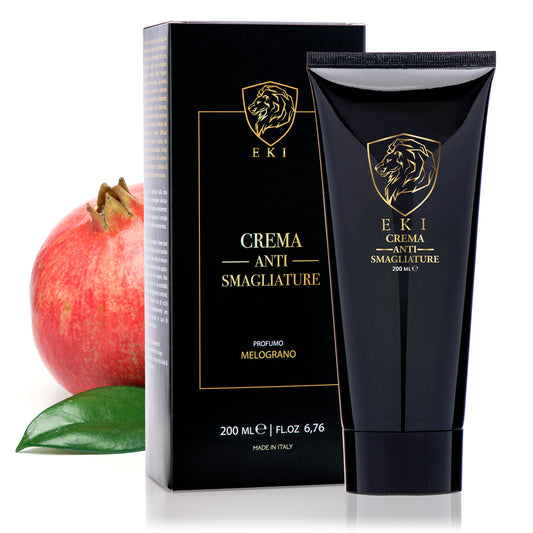 Crema Smagliature Gravidanza all'aroma di MELOGRANO, Idratante, con Olio di Mandorle Dolci e Avocado, Antismagliature con Acido Ialuronico Profumata, Rassodante ed Elasticizzante 200 ml