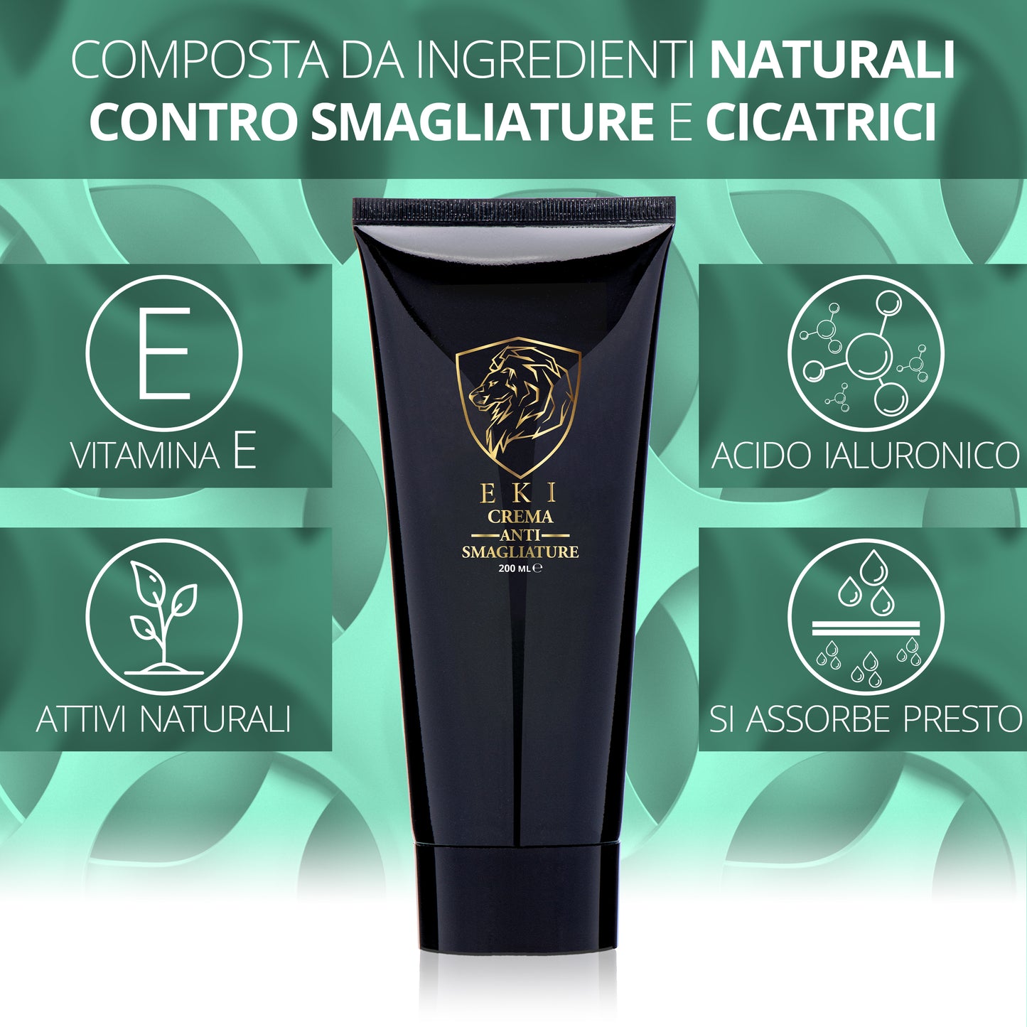 Crema Smagliature Gravidanza all'aroma di MELOGRANO, Idratante, con Olio di Mandorle Dolci e Avocado, Antismagliature con Acido Ialuronico Profumata, Rassodante ed Elasticizzante 200 ml